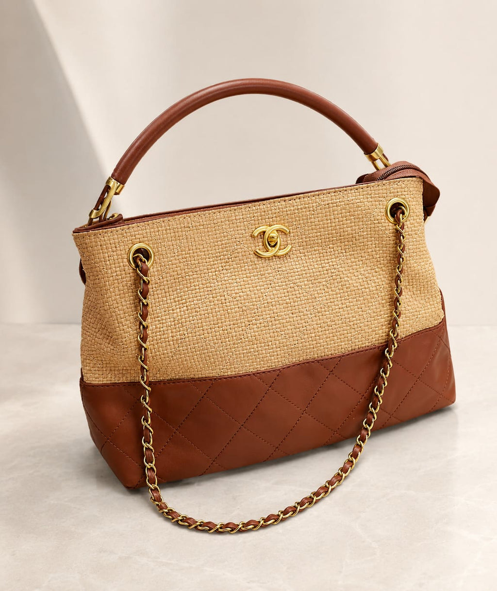 Bolsa Chanel Raffia Tote Palha